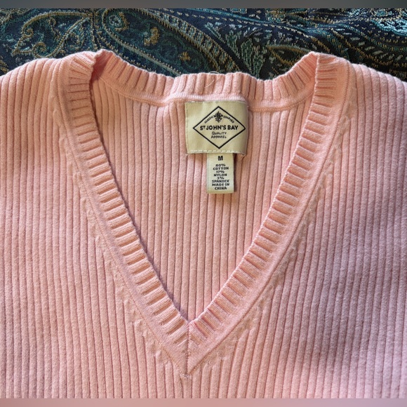 Pink Ribbed V-Neck Sweater - Picture 2 of 2